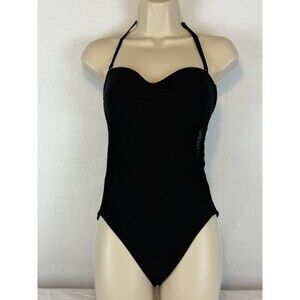 Ivanka Trump Swimsuit Size 6 One-piece Black Halter Padded Beach